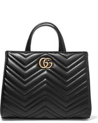 Gucci Gg Marmont Quilted Leather Tote Black
