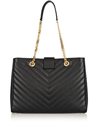 Saint Laurent Monogramme Large Quilted Textured Leather Tote Black