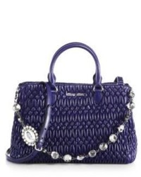 Miu Miu Nappa Crystal Quilted Leather Tote