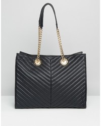 Asos Quilted Chevron Tote Bag With Chain Handle