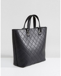 Marc B Quilted Tote Bag With Chain Detail In Black