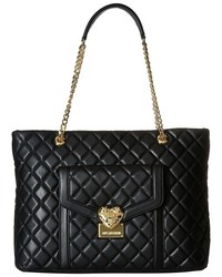 Love Moschino Quilted Tote With Chain Tote Handbags