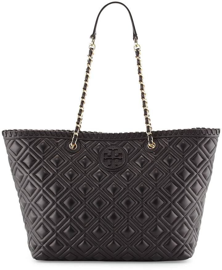 Tory Burch Marion Small Quilted Tote Bag Black | Where to buy & how to wear