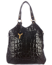 Saint Laurent Yves Quilted Patent Leather Tribue Tote