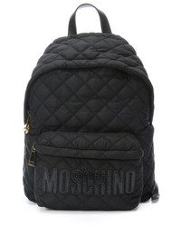 Moschino Black Diamond Quilted Nylon Backpack