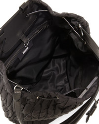 The Row Quilted Nylon Drawstring Backpack Black