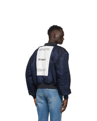 Vetements Black And Navy Patch Bomber Jacket