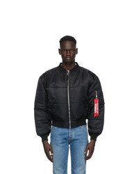 Vetements Black And Navy Patch Bomber Jacket