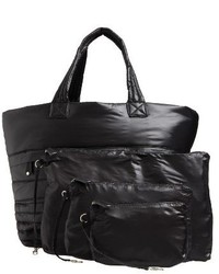 black quilted nylon tote bag