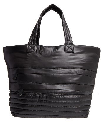 black quilted nylon tote bag