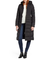 Bernardo Hooded Long Quilted Coat