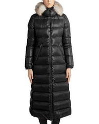 Moncler Hudson Long Quilted Down Coat With Genuine Fox