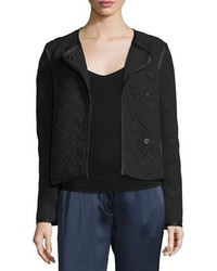 Elizabeth and James Quincy Quilted Snap Front Jacket Black