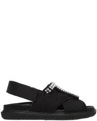 Black Quilted Satin Sandals