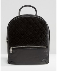 Black Quilted Suede Backpack