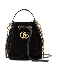 Gucci Gg Marmont Med Quilted Velvet Bucket Bag