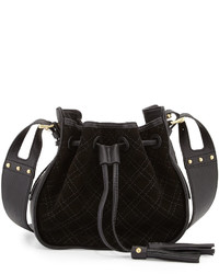 Black Quilted Suede Crossbody Bag