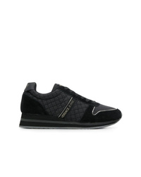 Black Quilted Suede Low Top Sneakers
