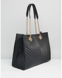 Asos Quilted Chevron Tote Bag With Chain Handle