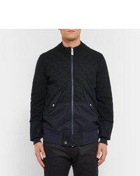 Sacai Panelled Cotton Blend And Quilted Wool Bomber Jacket