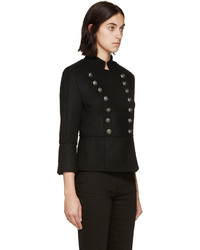 PIERRE BALMAIN Black Cropped Quilted Military Jacket