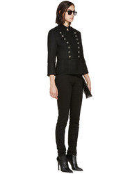 PIERRE BALMAIN Black Cropped Quilted Military Jacket
