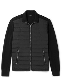 Tom Ford Quilted Shell Panelled Ribbed Wool Zip Up Cardigan