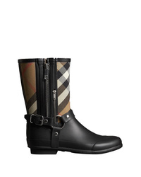 Burberry And Strap Detail Check Rain Boots