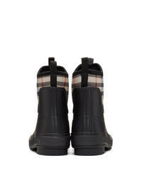 Burberry Black And Beige Flinton Rain Boots