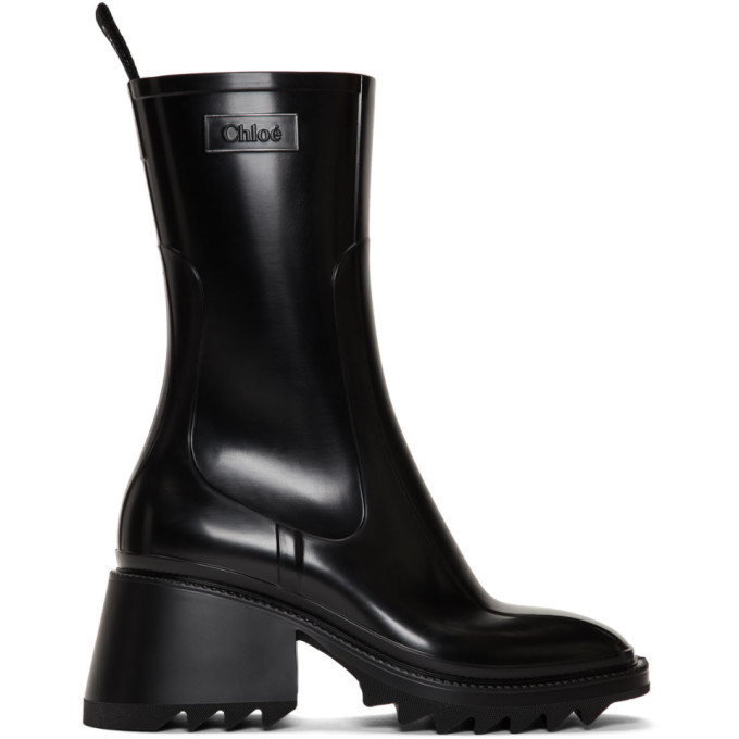 Chloé Black Pvc Betty Rain Boots, $495 | SSENSE | Lookastic