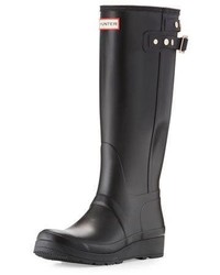 Hunter Boot Original Tall Studded Strap Wedge Rain Boot Black