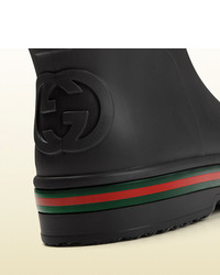 Gucci Black Rubber Rain Boot