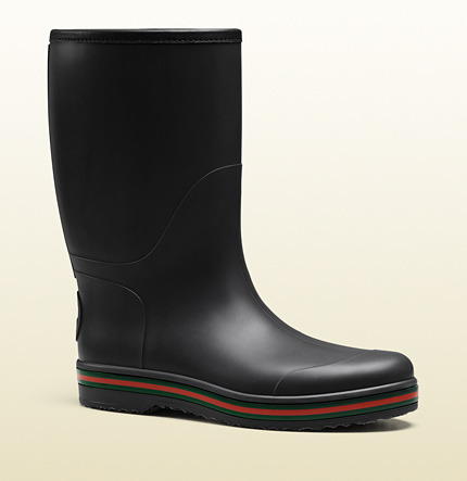 Gucci Black Rubber Rain Boot, $335 