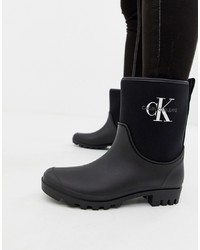 Calvin Klein Jeans Philippa Black Ankle Wellington Boots