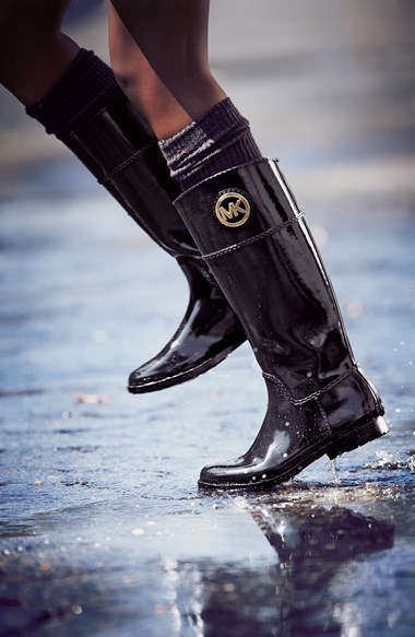 Michael Michael Kors Dark Chocolate Stockard Tall Rain Boots Size 9