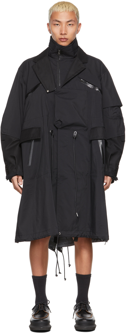 Sacai Black Acronym Edition Coat, $3,700 | SSENSE | Lookastic