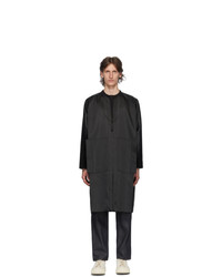 132 5. ISSEY MIYAKE Black And Grey Stitched Flat Coat