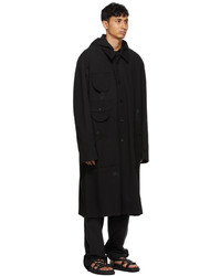 Hyein Seo Black Hooded Mac Coat
