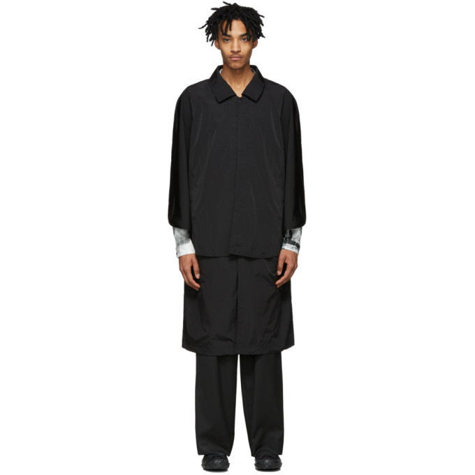 SASQUATCHfabrix. Black Nylon Tombi Coat, $688 | SSENSE | Lookastic