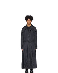 Yohji Yamamoto Black Nylon Trench Coat