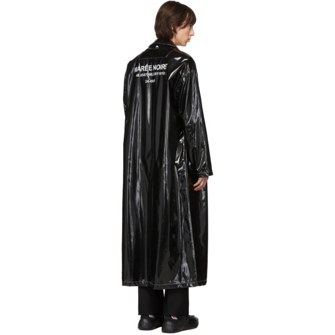 Marine Serre Black Patent Raincoat, $410 | SSENSE | Lookastic