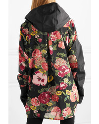 Junya Watanabe Hooded Layered Shell And Floral Print Tte Jacket