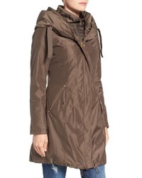Laundry by Shelli Segal Pillow Collar Raincoat With Detachable Quilted Hooded Bib Insert