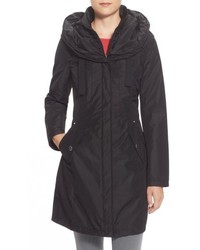 Laundry by Shelli Segal Pillow Collar Raincoat With Detachable Quilted Hooded Bib Insert