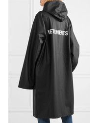 Vetements Pvc Coated Printed Shell Hooded Raincoat Black