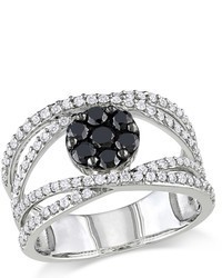 Ice 1 Ct Black And White Diamond Sterling Silver And Black Rhodium Ring