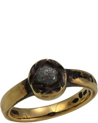 Damiani 18k Rose Gold Black Rough Cut Diamond Solitaire Ring Size 725