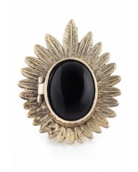 House Of Harlow 1960 Feather Cabochon Locket Ring