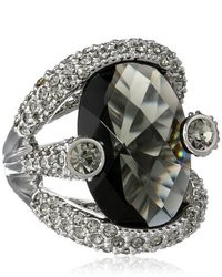 ABS by Allen Schwartz Black Diamond Cubic Zirconia Silver Tone Ring Size 7
