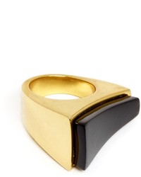 Maiyet Black Horn Inlay 18k Gold Plated Concave Ring